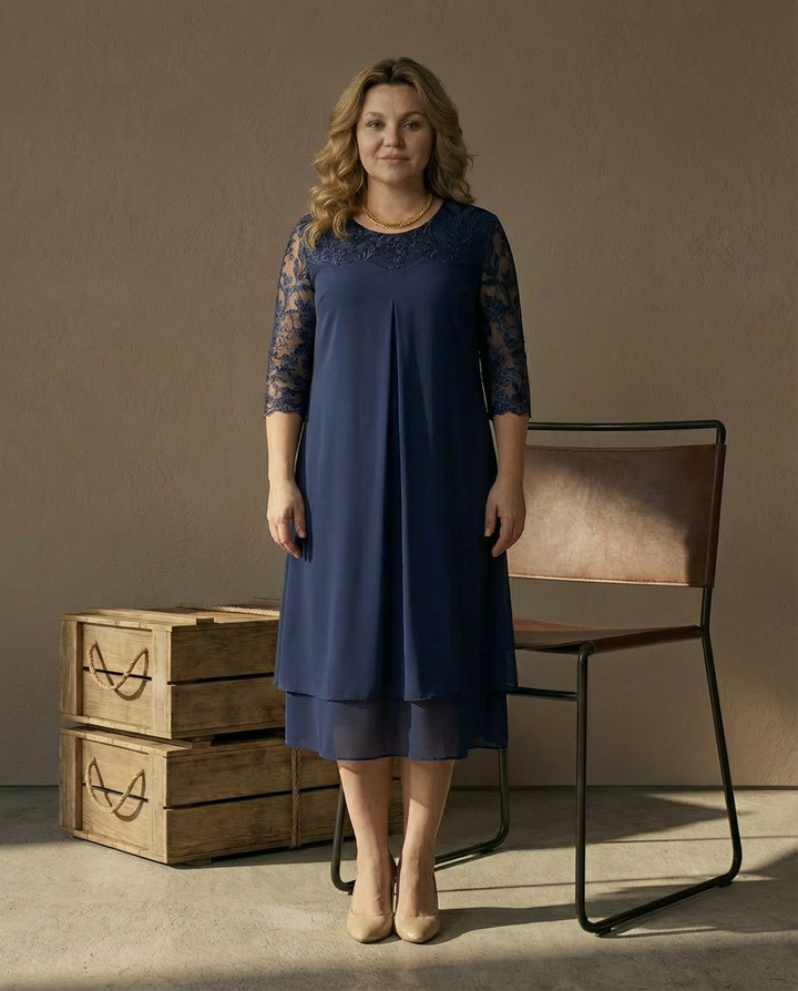 Sukienka Plus Size Sukienki Na Wesele | Elegancki Krój | Przezroczyste Rękawy | Na Wesele