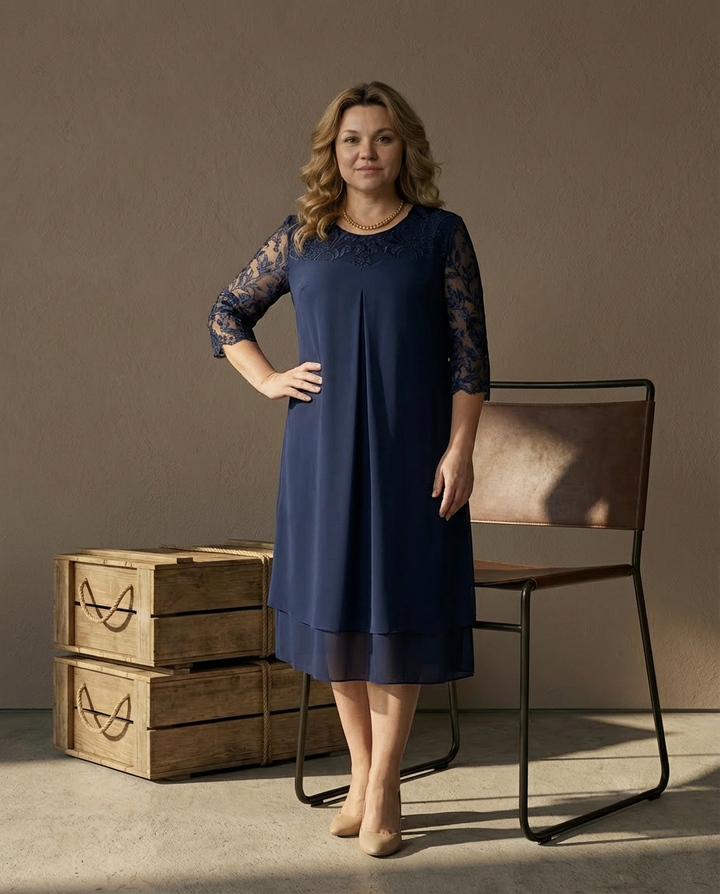 Sukienka Plus Size Sukienki Na Wesele | Elegancki Krój | Przezroczyste Rękawy | Na Wesele