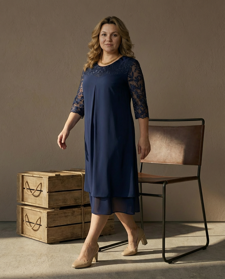 Sukienka Plus Size Sukienki Na Wesele | Elegancki Krój | Przezroczyste Rękawy | Na Wesele