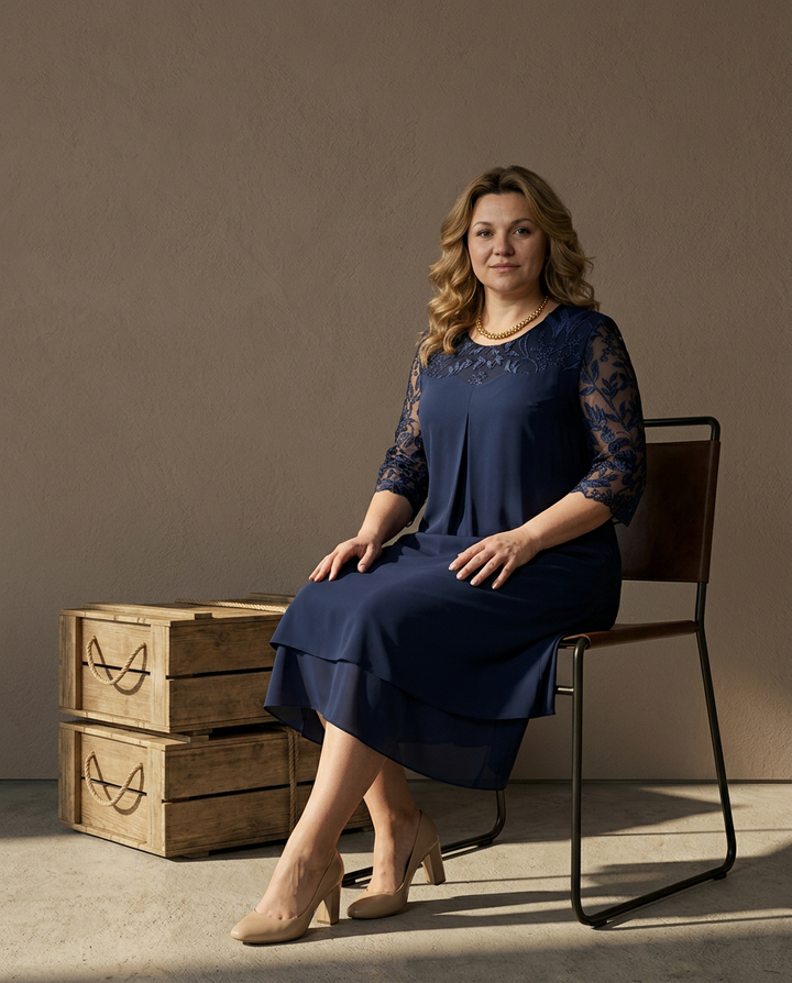 Sukienka Plus Size Sukienki Na Wesele | Elegancki Krój | Przezroczyste Rękawy | Na Wesele