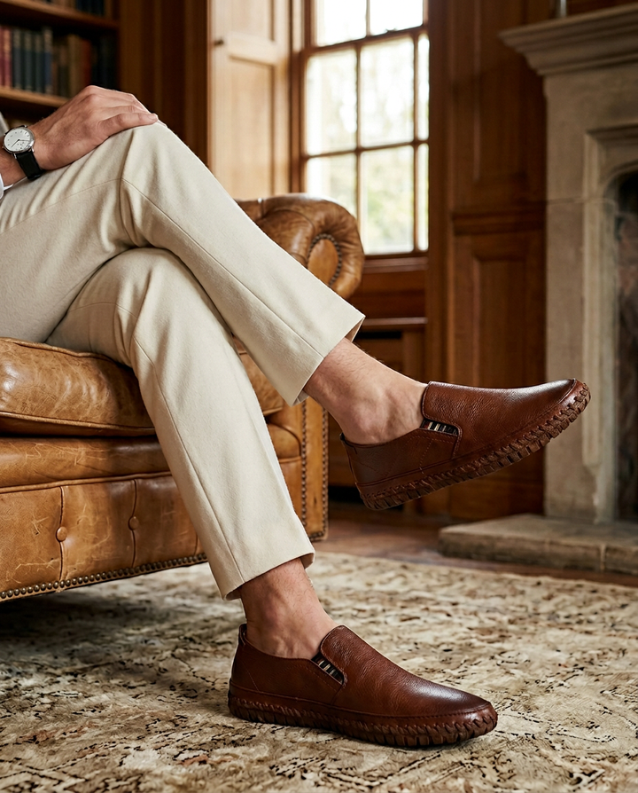 Mokasyny Męskie Skórzane | Niski Krój | Elegancka Sylwetka | Na Co Dzień