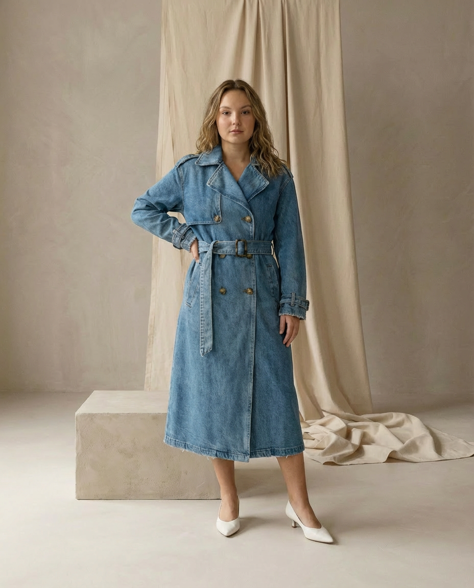 Trencz Damski Płaszcz Wiosenny Damski | Prosty Krój | Regulowany Pasek | Na Co Dzień