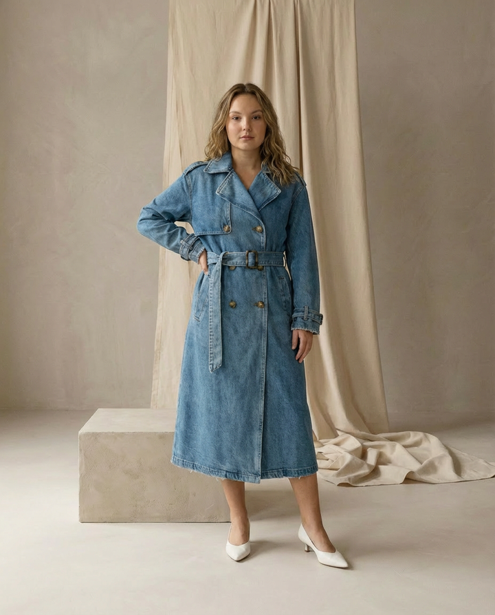 Trencz Damski Płaszcz Wiosenny Damski | Prosty Krój | Regulowany Pasek | Na Co Dzień