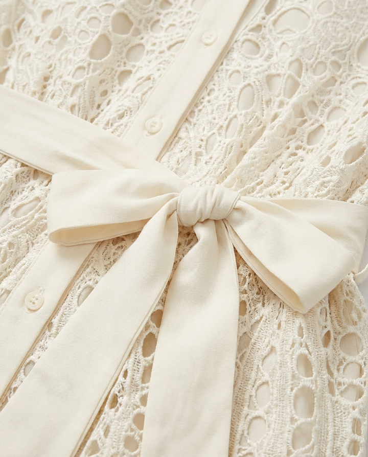 Sukienka Damska Koronkowa | Dopasowany Krój | Z Długimi Rękawami | Na Wesele i Letnie Przyjęcia