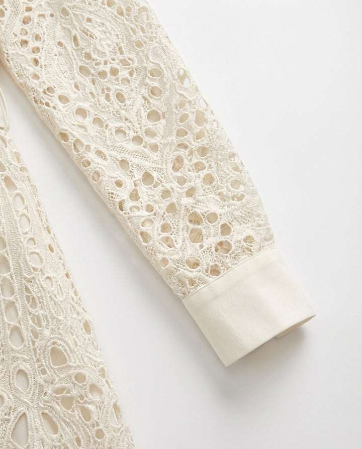 Sukienka Damska Koronkowa | Dopasowany Krój | Z Długimi Rękawami | Na Wesele i Letnie Przyjęcia