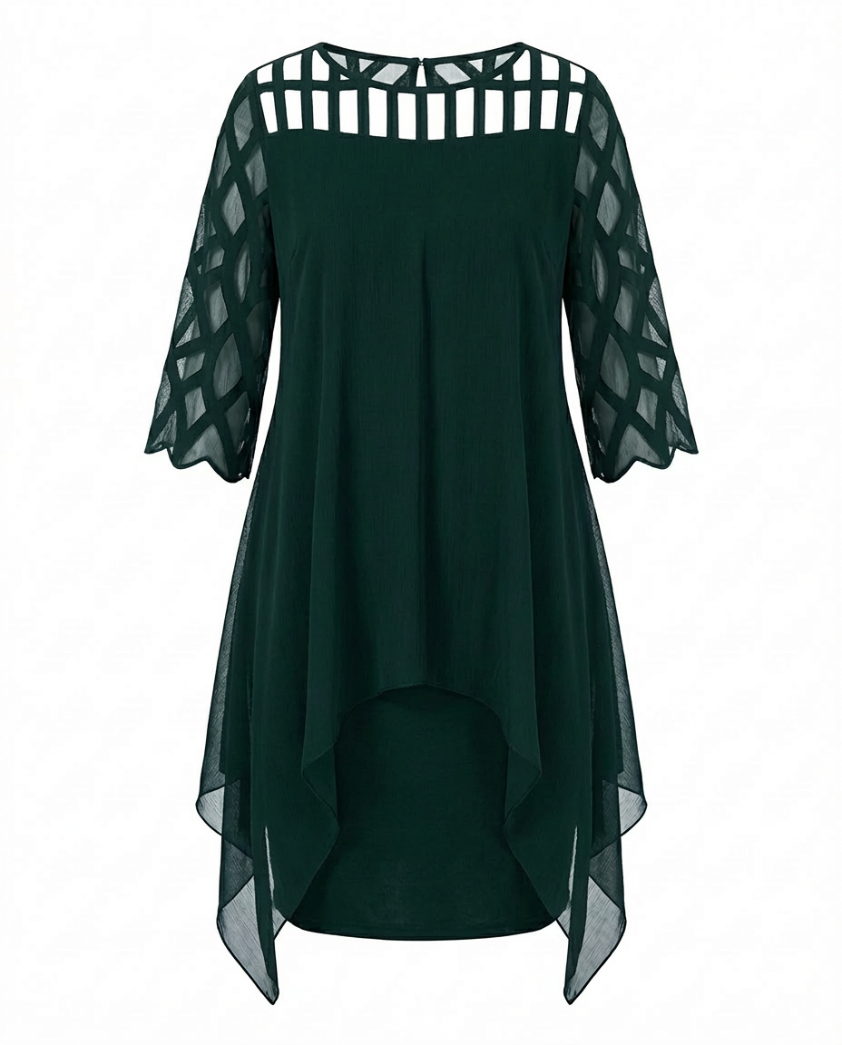 Sukienka Damska Midi Kwiatowa | Luźny Krój | Koronkowe Rękawy | Na Co Dzień