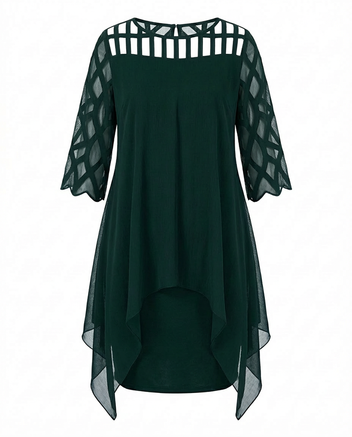 Sukienka Damska Midi Kwiatowa | Luźny Krój | Koronkowe Rękawy | Na Co Dzień