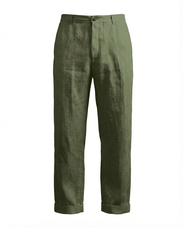 Lniane spodnie męskie | Prosty krój | Oddychający materiał | Na wiosnę i lato