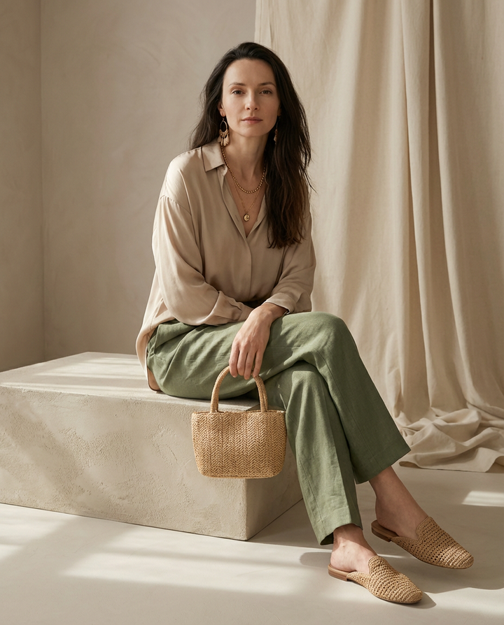 Spodnie Damskie Lniane Eleganckie | Workowaty Krój | Lekkie Materiały | Na Co Dzień