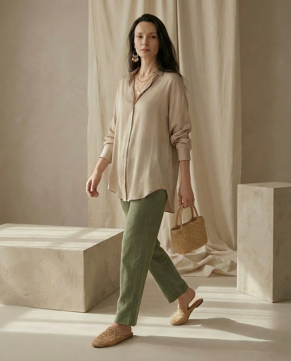 Spodnie Damskie Lniane Eleganckie | Workowaty Krój | Lekkie Materiały | Na Co Dzień