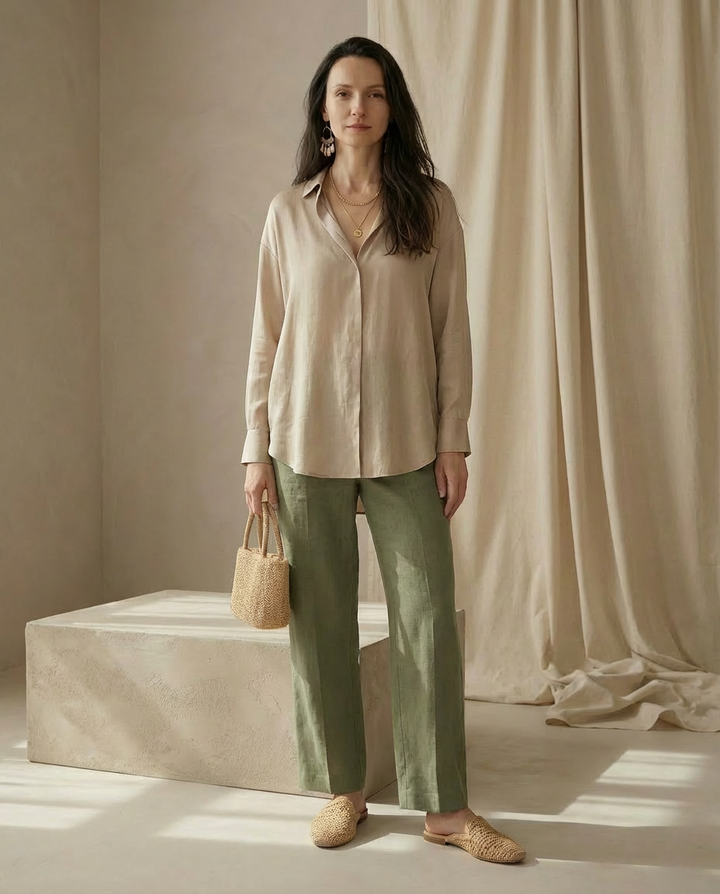 Spodnie Damskie Lniane Eleganckie | Workowaty Krój | Lekkie Materiały | Na Co Dzień