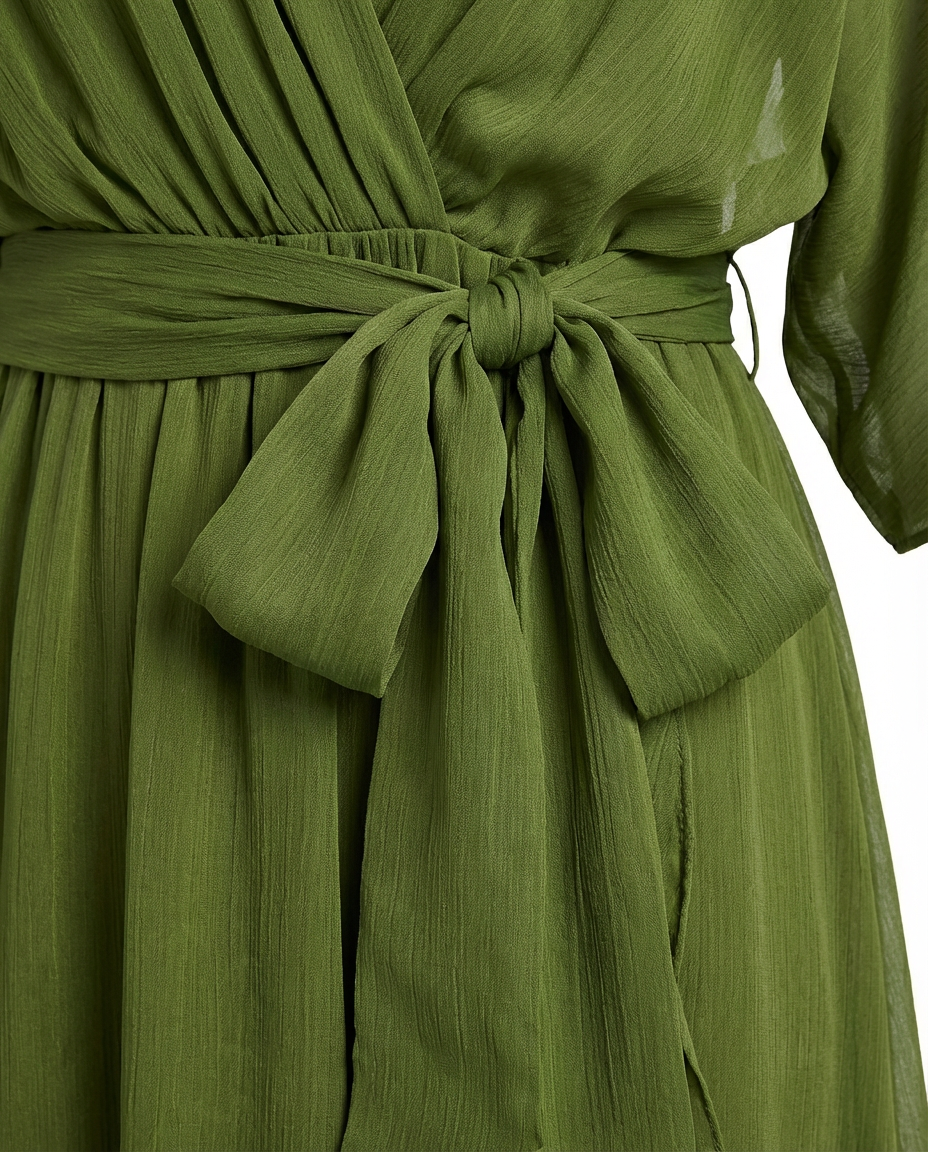 Sukienka Damska Midi Szyfonowa | Luźny Krój | Delikatny Pasek | Na Co Dzień