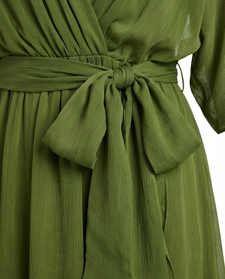 Sukienka Damska Midi Szyfonowa | Luźny Krój | Delikatny Pasek | Na Co Dzień