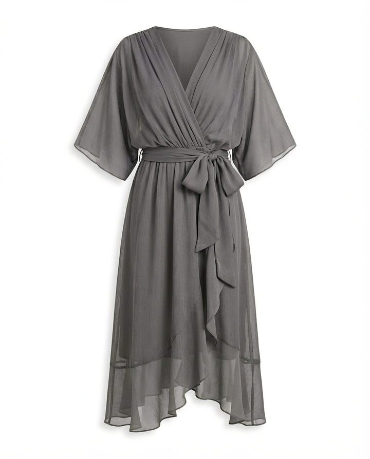 Sukienka Damska Midi Szyfonowa | Luźny Krój | Delikatny Pasek | Na Co Dzień