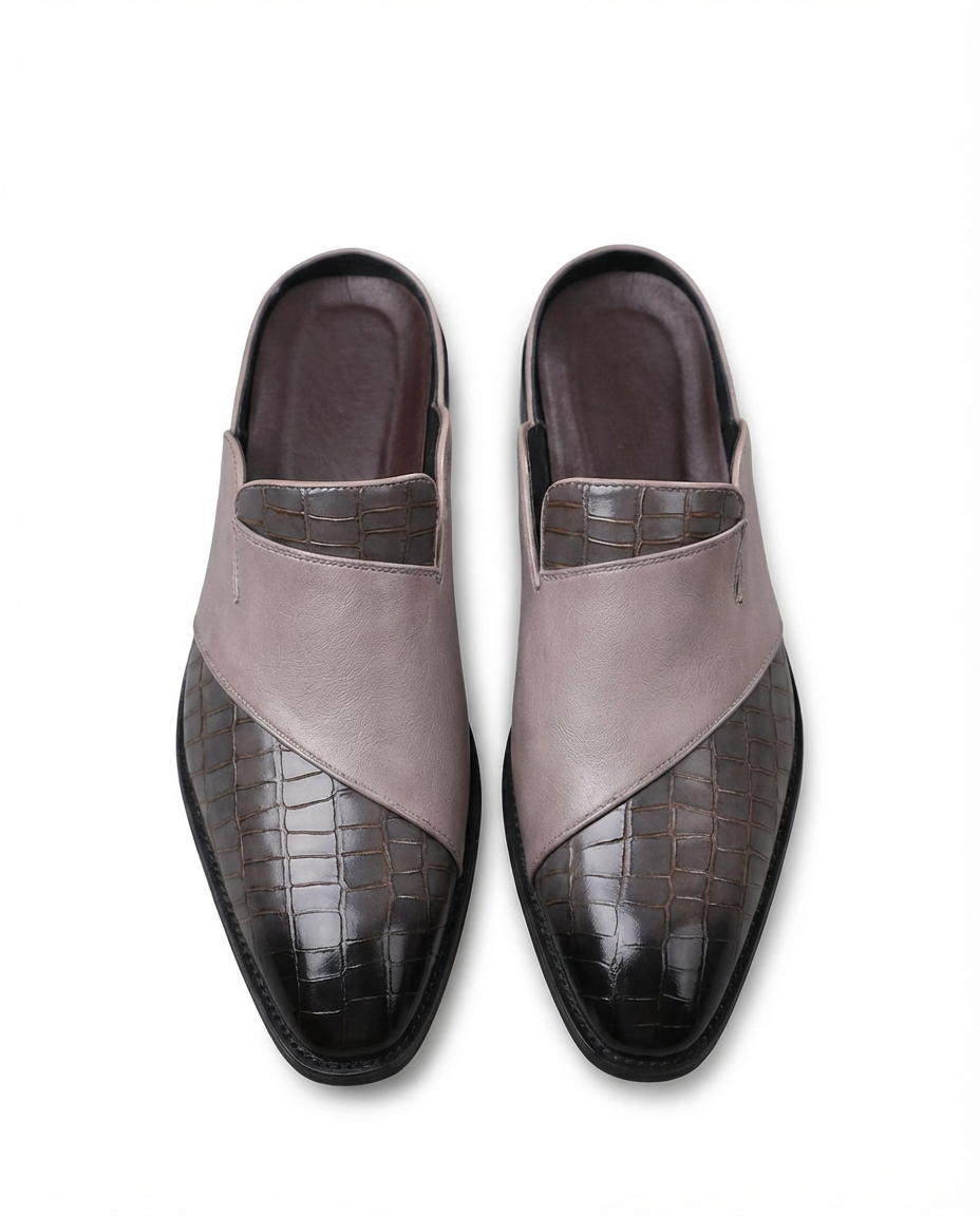 Buty Mule Męskie Stylowe | Wsuwana Konstrukcja | Teksturowana Cholewka | Na Wiosnę i Lato