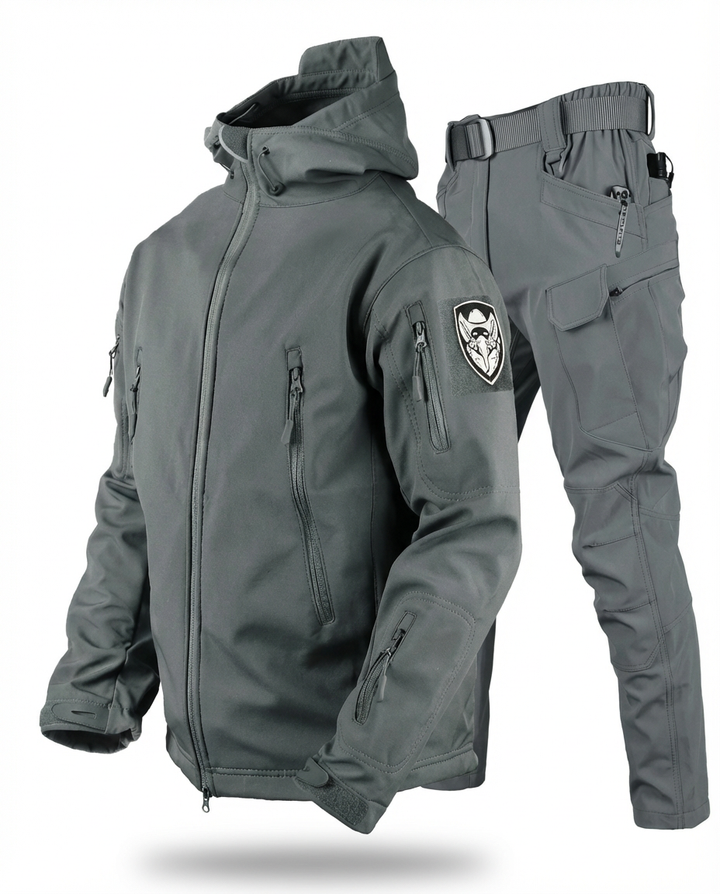Męski Zestaw Taktyczny | Kurtka z Kapturem, Spodnie Bojówki, Wodoodporne - 7