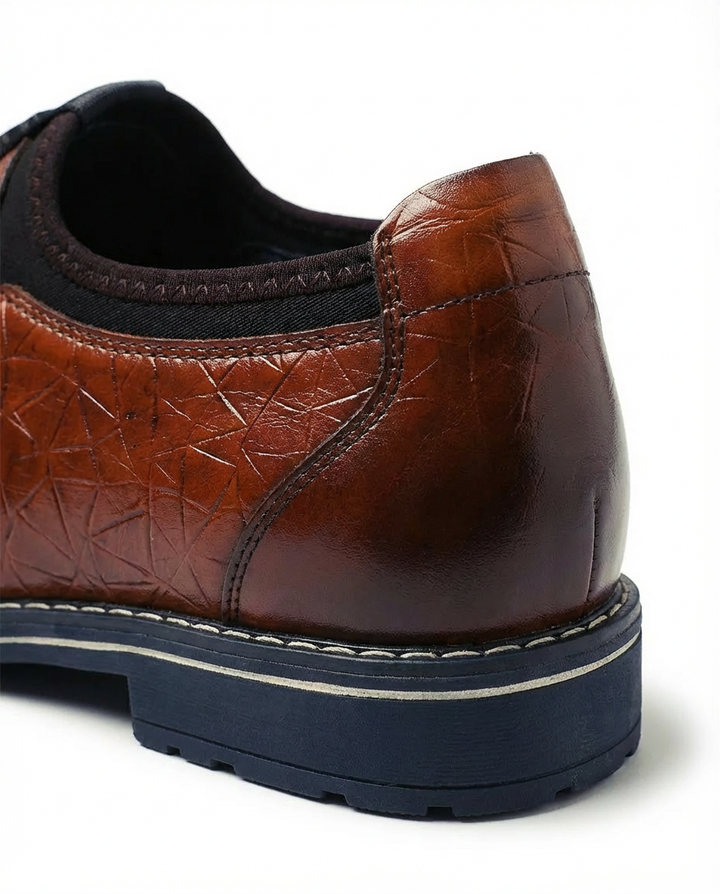 Mokasyny Męskie Skórzane Męskie Mokasyny | Sportowy Krój | Wytłoczony Wzór | Na Co Dzień