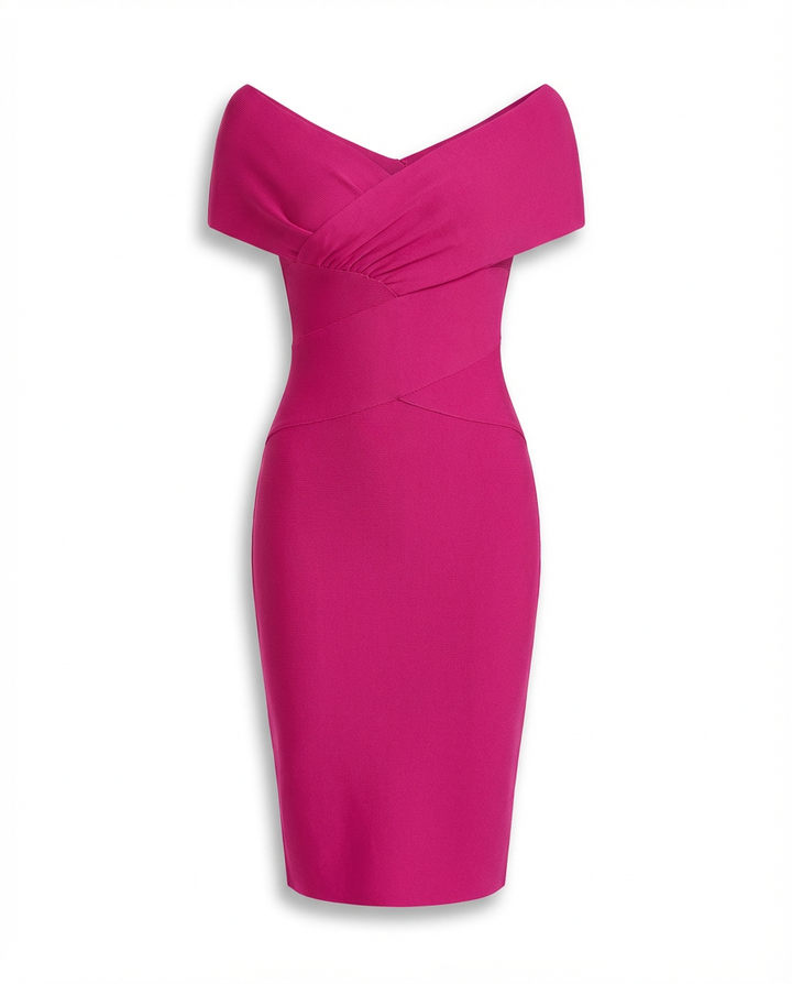 Sukienka Koktajlowa Sukienki Koktajlowe | Dopasowany Krój | Dekolt w Kształcie V | Na Wyjścia