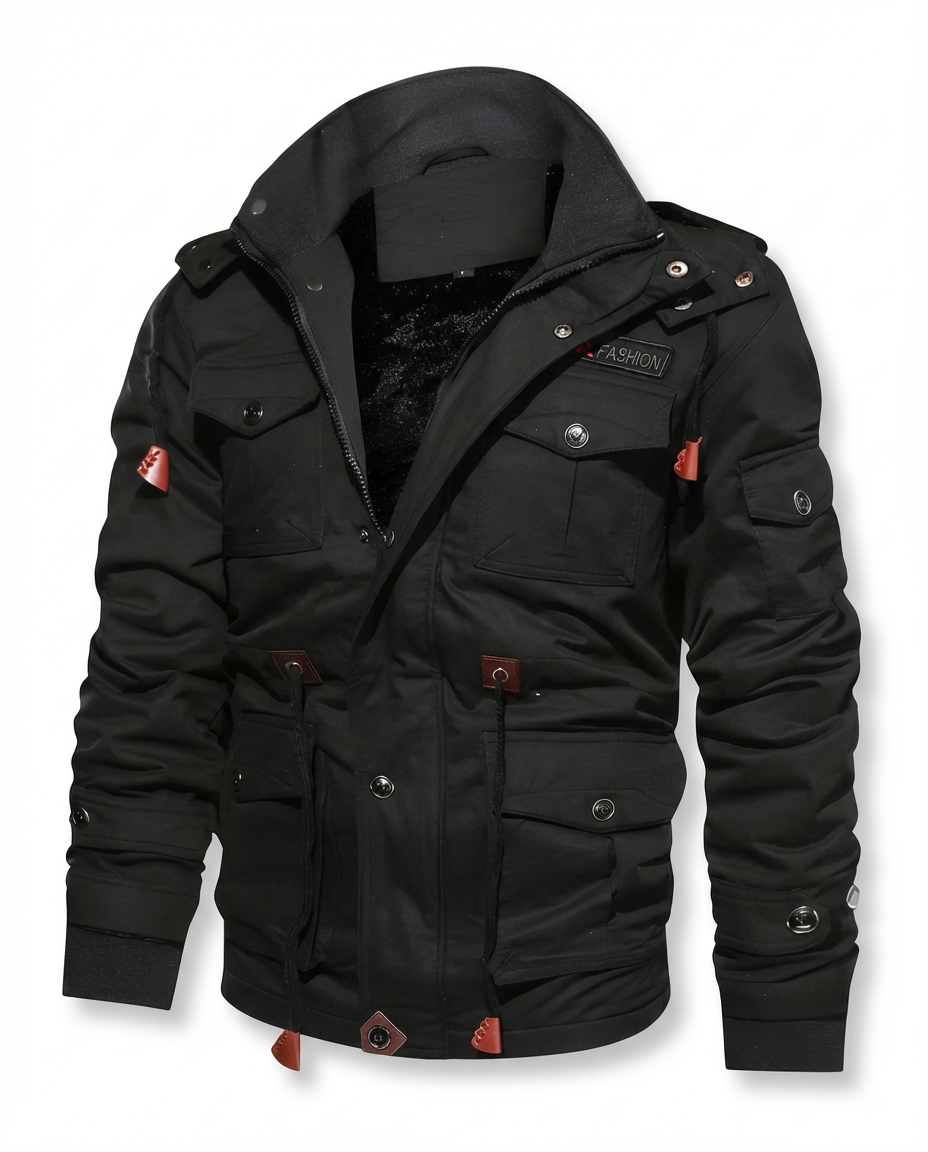 Męska Kurtka Wojskowa z Podszewką | Kieszenie Wielofunkcyjne | Styl Użytkowy - 9