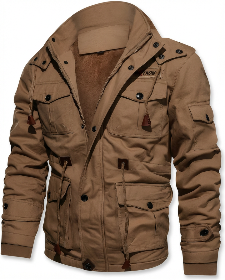 Męska Kurtka Wojskowa z Podszewką | Kieszenie Wielofunkcyjne | Styl Użytkowy - 1