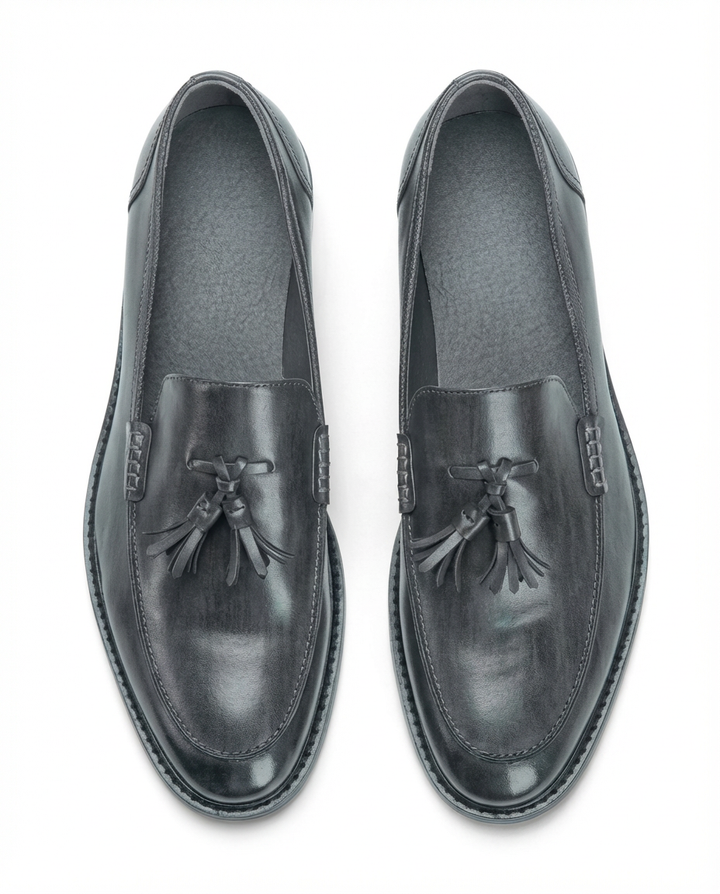 Mokasyny męskie skórzane | Klasyczny krój | Frędzle | Do pracy i na co dzień