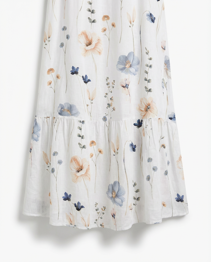 Sukienka Midi Kwiatowa | Luźny Krój | Miękka Tkanina | Na Lato