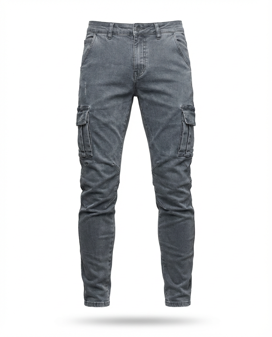 Męskie Spodnie Cargo Slim Fit | Elastyczny Materiał | Kieszenie z Klapami | Styl Miejski - 10