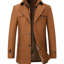 Męski Płaszcz z Podszewką i Stójką | Klasyczny Krój | Jesienno-Zimowy Styl