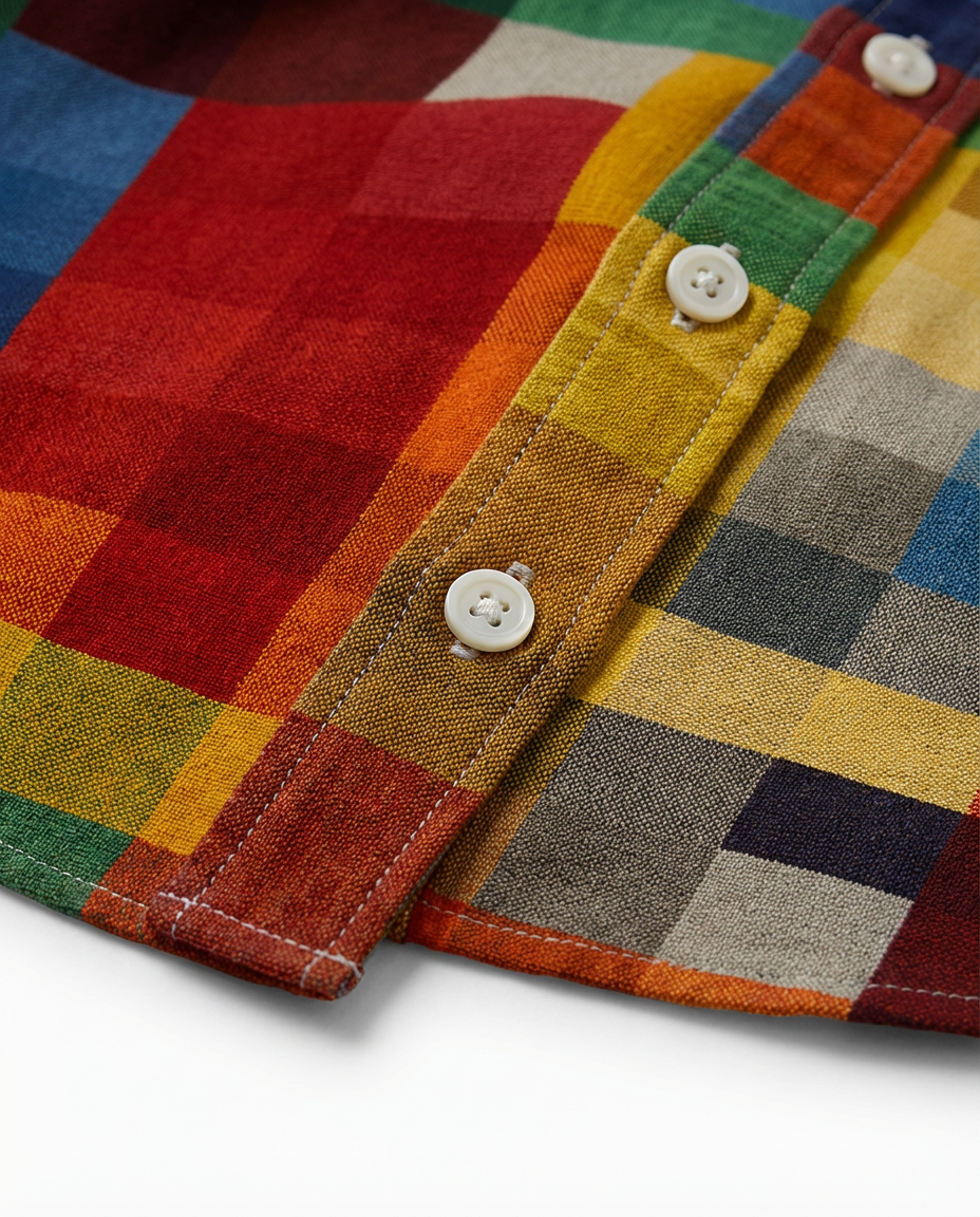 Męska Koszula w Stylu Patchwork | Luźny Krój | Bawełniana Tkanina | Artystyczny Design - 6