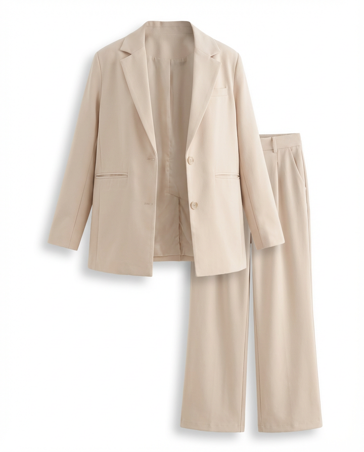 Damski Garnitur Dwuczęściowy | Marynarka Oversize i Spodnie z Szeroką Nogawką | Minimalistyczna Elegancja - 1