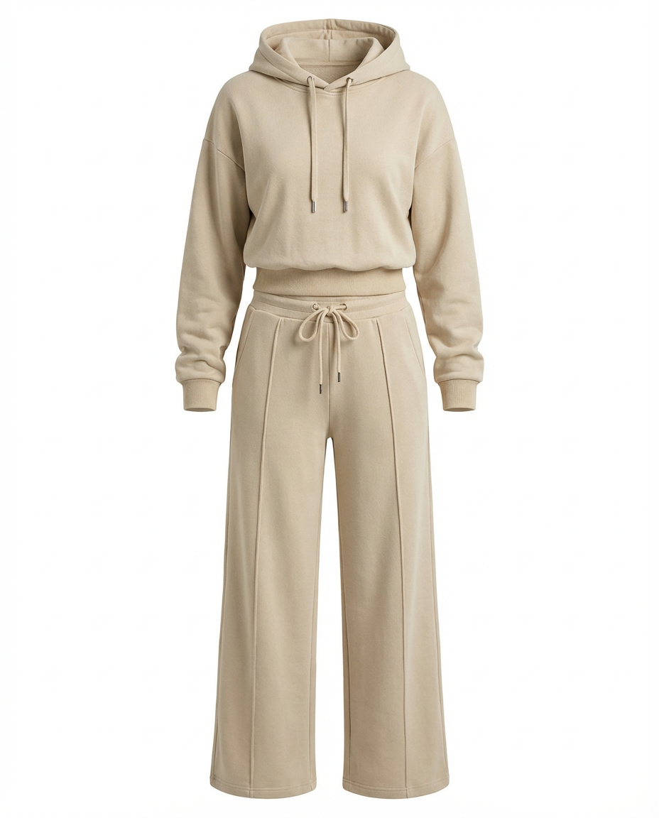 Damski Dres Dwuczęściowy | Bluza z Kapturem | Spodnie z Szeroką Nogawką | Styl Casual - 10