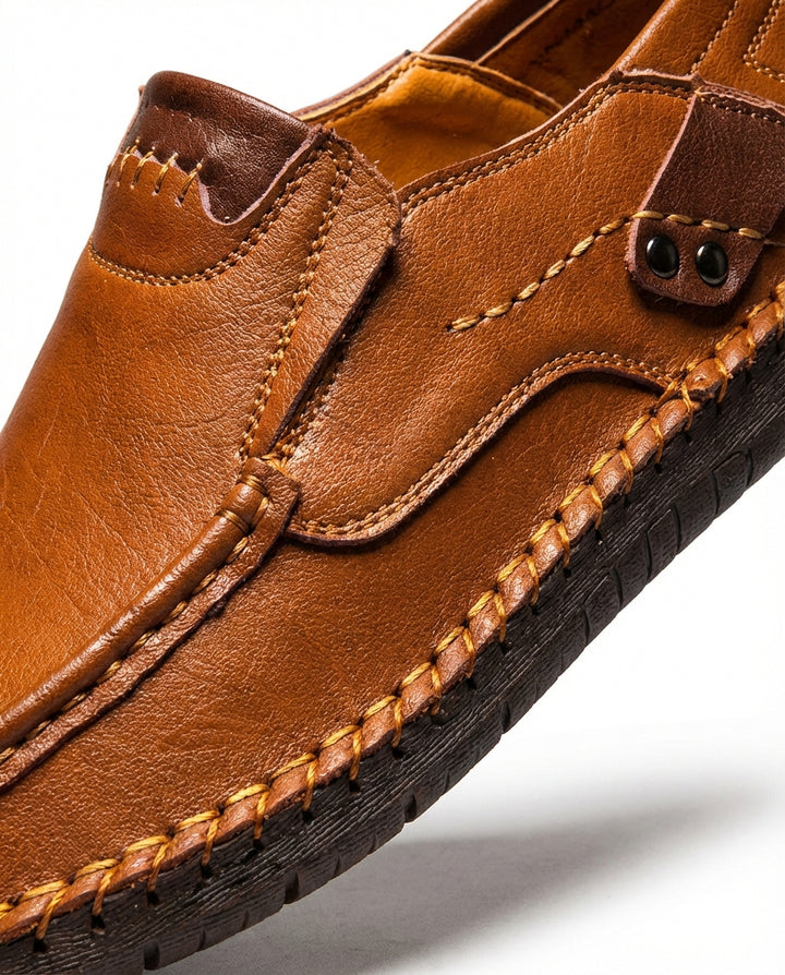 Mokasyny Męskie Skórzane Klasyczne | Dopasowany Krój | Wygodna Amortyzacja | Do Pracy i Na Co Dzień