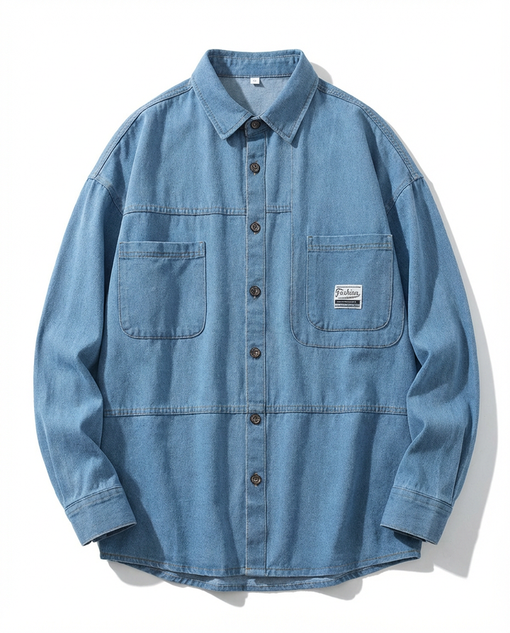 Koszula Męska Jeansowa | Oversize | Wygodny Krój | Na Co Dzień