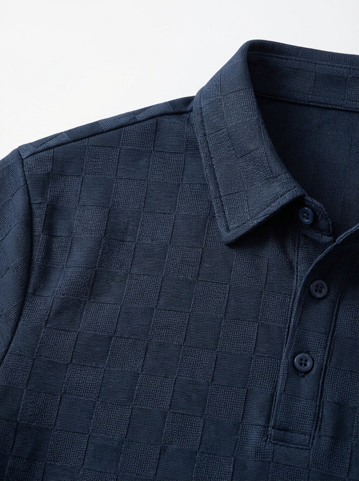 Koszulka Polo z Wzorem Szachownicy | Krótki Rękaw | Elegancka i Wygodna