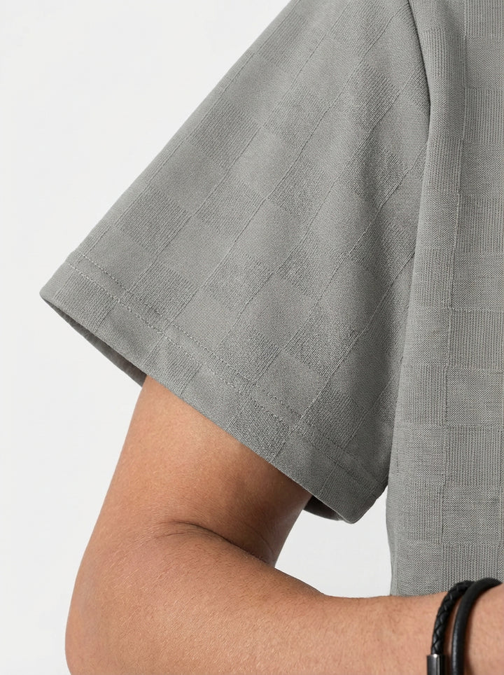 Koszulka Polo z Wzorem Szachownicy | Krótki Rękaw | Elegancka i Wygodna