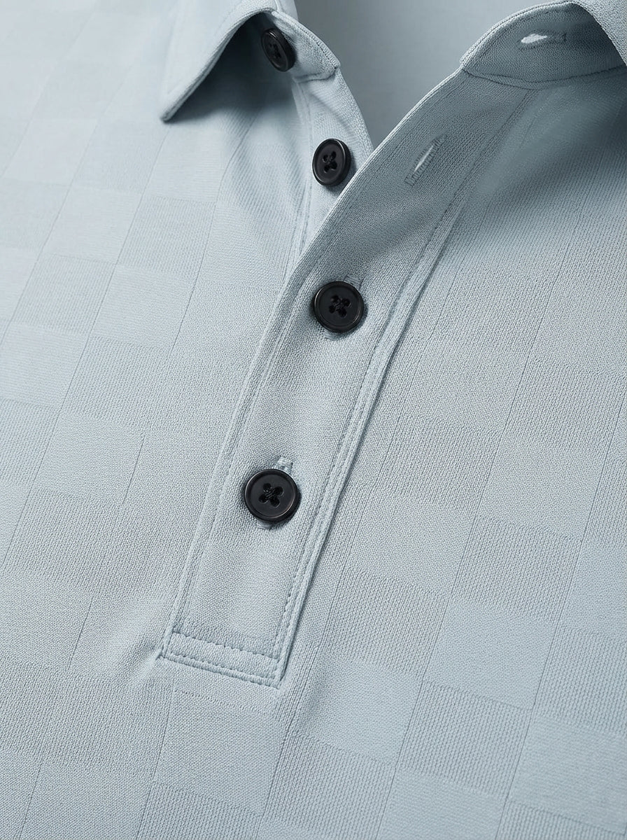 Koszulka Polo z Wzorem Szachownicy | Krótki Rękaw | Elegancka i Wygodna