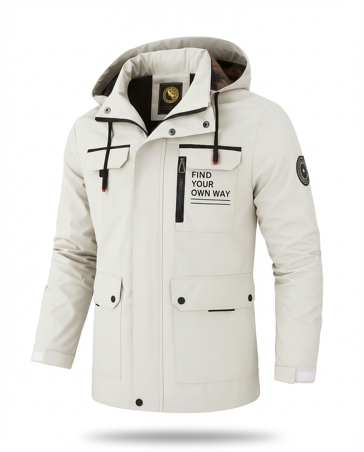 Kurtka Męska Kwadro | Wodoodporna, Z Kapturem, Zapięcia na Zamek - 1