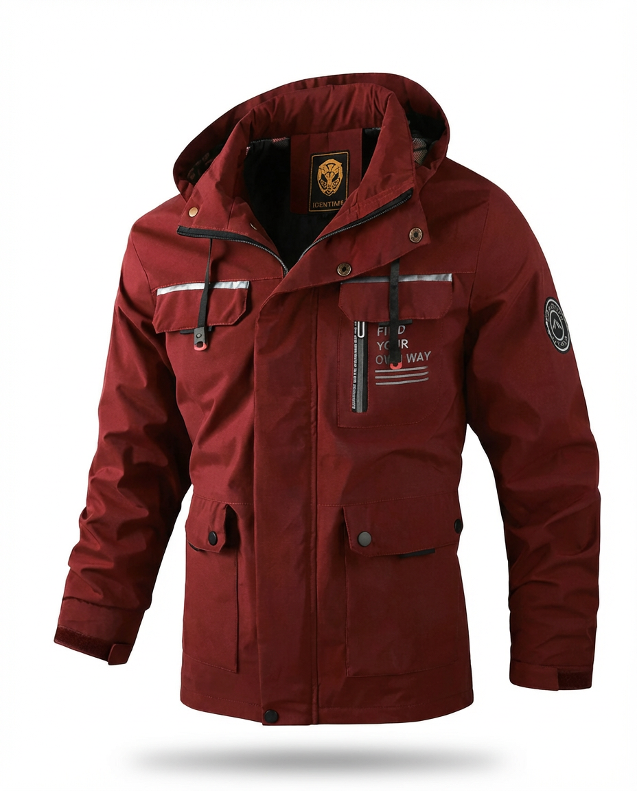 Kurtka Męska Kwadro | Wodoodporna, Z Kapturem, Zapięcia na Zamek - 10