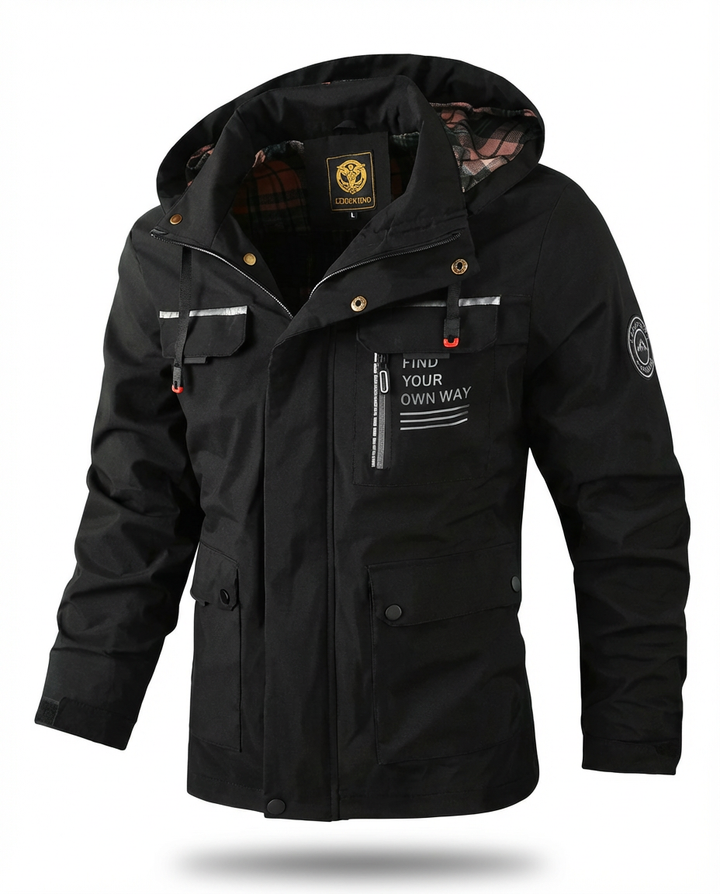 Kurtka Męska Kwadro | Wodoodporna, Z Kapturem, Zapięcia na Zamek - 9