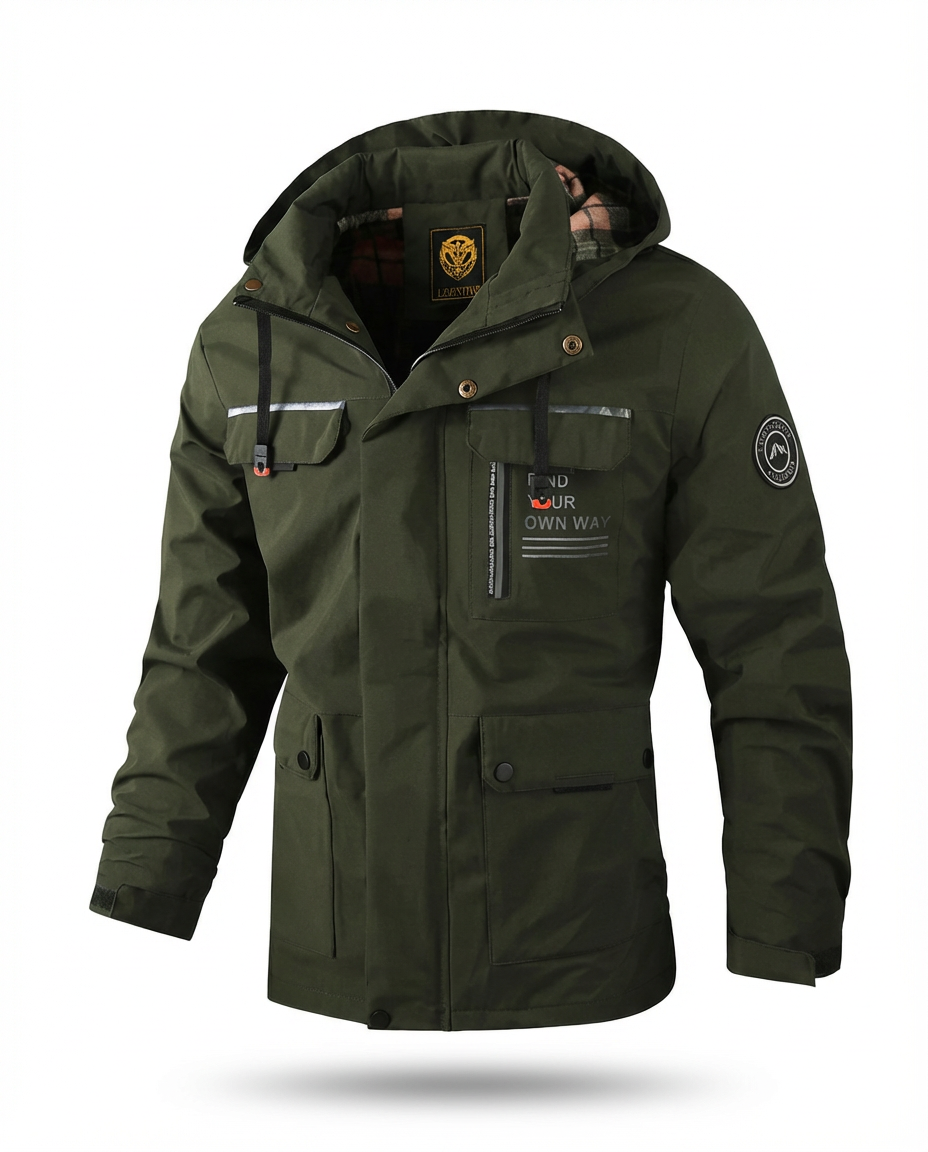 Kurtka Męska Kwadro | Wodoodporna, Z Kapturem, Zapięcia na Zamek - 11