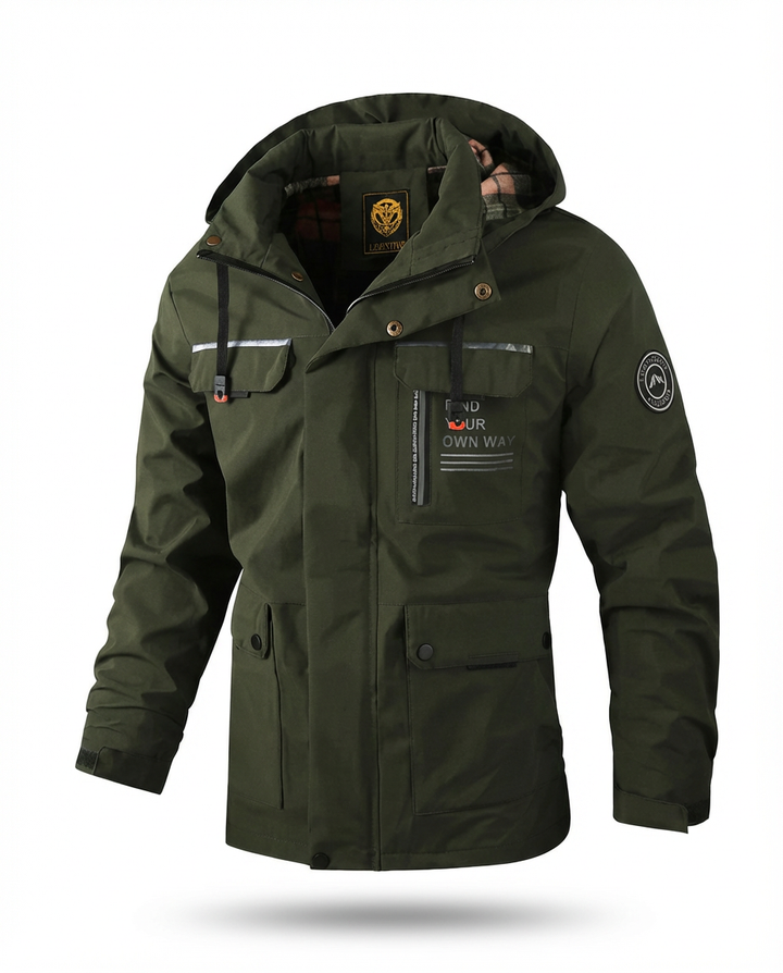 Kurtka Męska Kwadro | Wodoodporna, Z Kapturem, Zapięcia na Zamek - 11