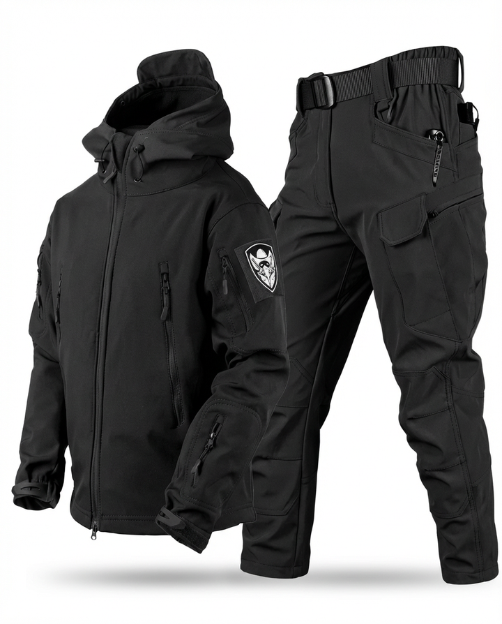Męski Zestaw Taktyczny | Kurtka z Kapturem, Spodnie Bojówki, Wodoodporne - 1