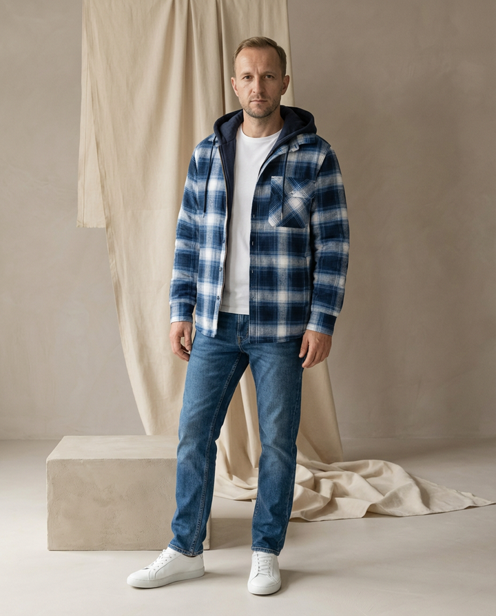 Marynarka Męska w Kratę Marynarki Męskie | Dopasowany Krój | Ciepła Podszewka | Na Wiosenne Wyjścia