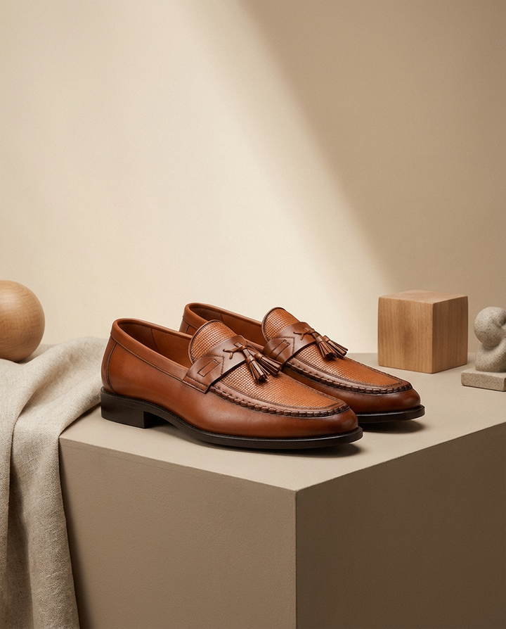 Mokasyny Męskie Eleganckie | Standardowy Krój | Frędzle | Do Pracy i Na Spotkania