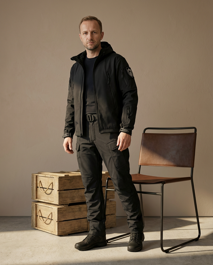 Męski Zestaw Taktyczny | Kurtka z Kapturem, Spodnie Bojówki, Wodoodporne - 2