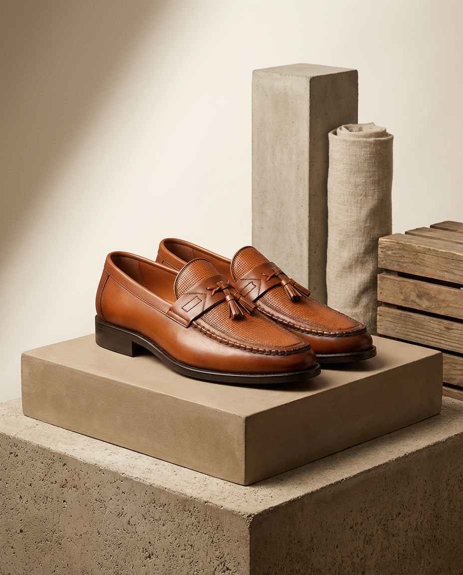 Mokasyny Męskie Eleganckie | Standardowy Krój | Frędzle | Do Pracy i Na Spotkania