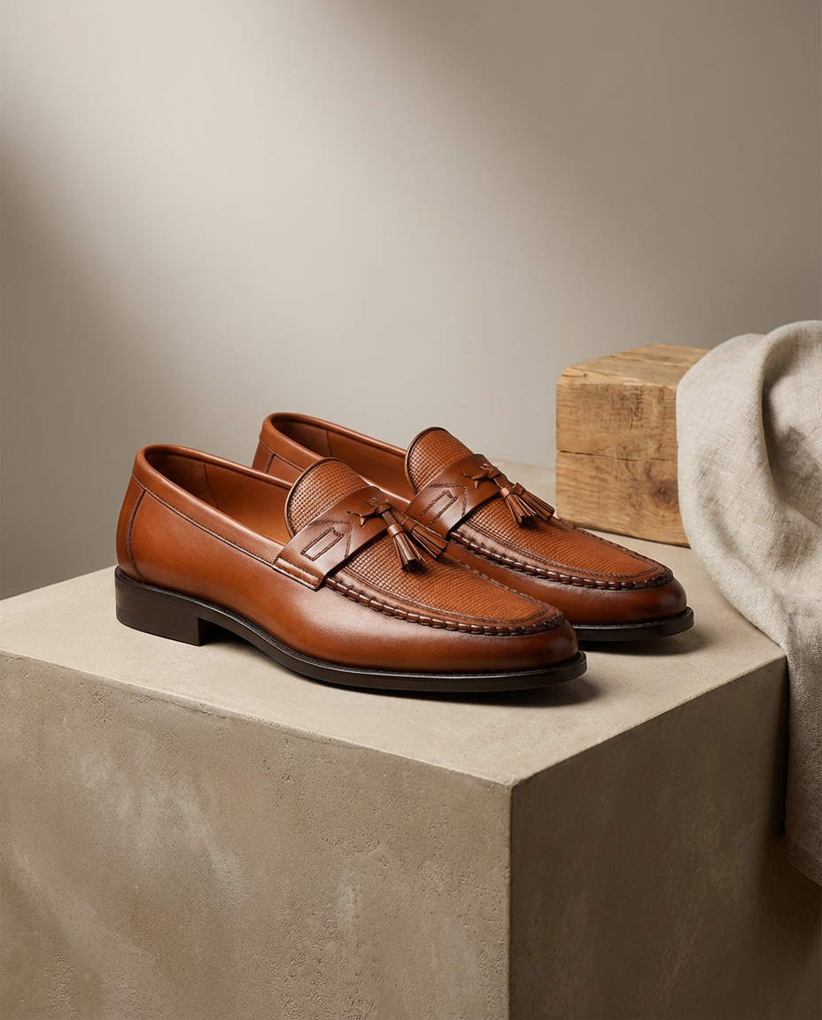 Mokasyny Męskie Eleganckie | Standardowy Krój | Frędzle | Do Pracy i Na Spotkania