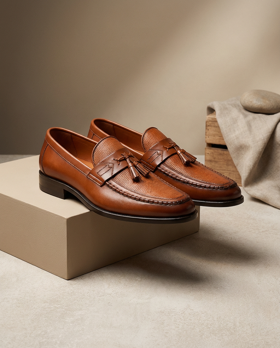 Mokasyny Męskie Eleganckie | Standardowy Krój | Frędzle | Do Pracy i Na Spotkania