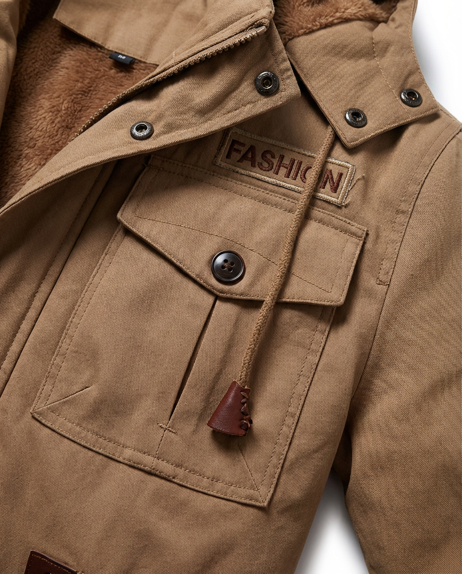 Męska Kurtka Wojskowa z Podszewką | Kieszenie Wielofunkcyjne | Styl Użytkowy - 6