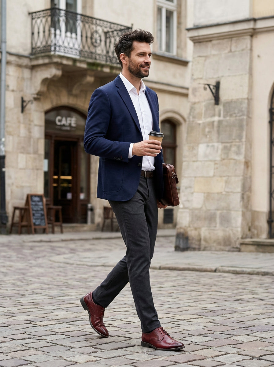 Eleganckie Półbuty Męskie | Klasyczny Oxford | Skórzany Wygląd